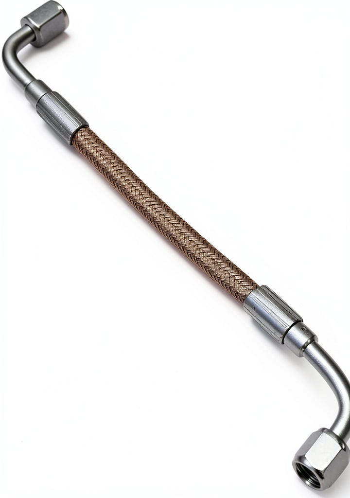 AUTOVIC braided oil supply hose installed on a Ram 2500 engine bay