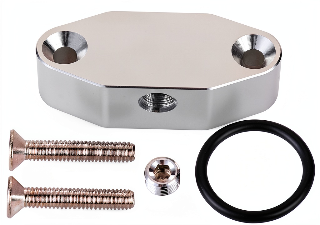 Installing Podavelle Oil Port Plate Billet Aluminum 1/8 NPT on a wooden desk